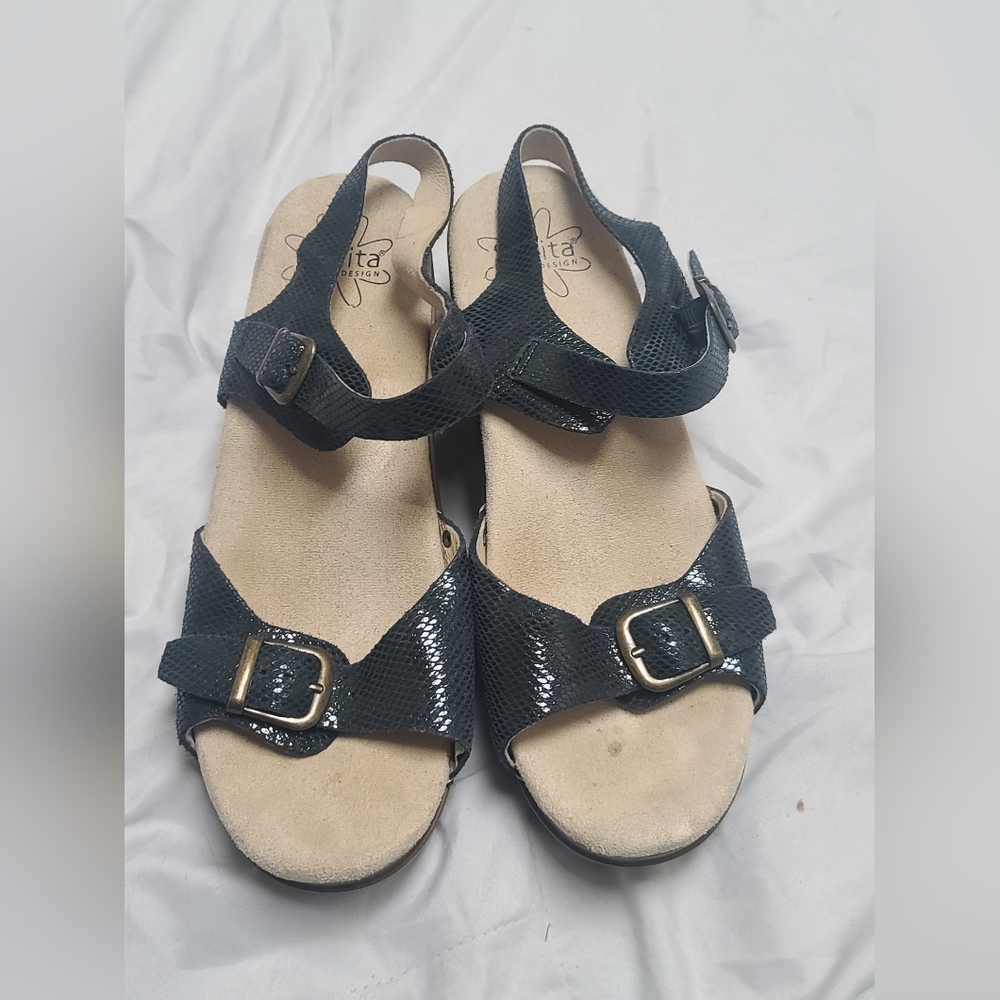 Sanita Stylish Black Women's Sandals Size 40 - Picture 6 of 11